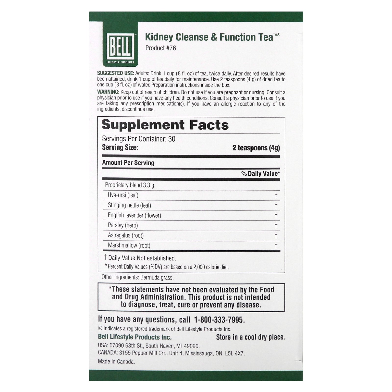 Kidney Cleanse & Function Tea, 4.2 oz (120 g)