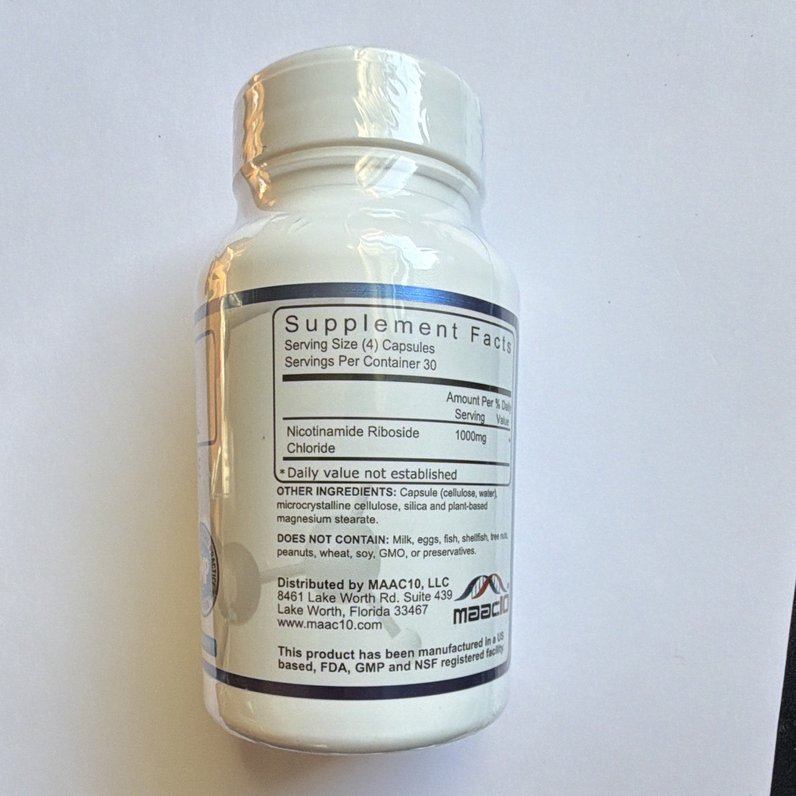 MAAC10 Nicotinamide Riboside NR 1000mg 120 Capsules GMP Certified Energy
