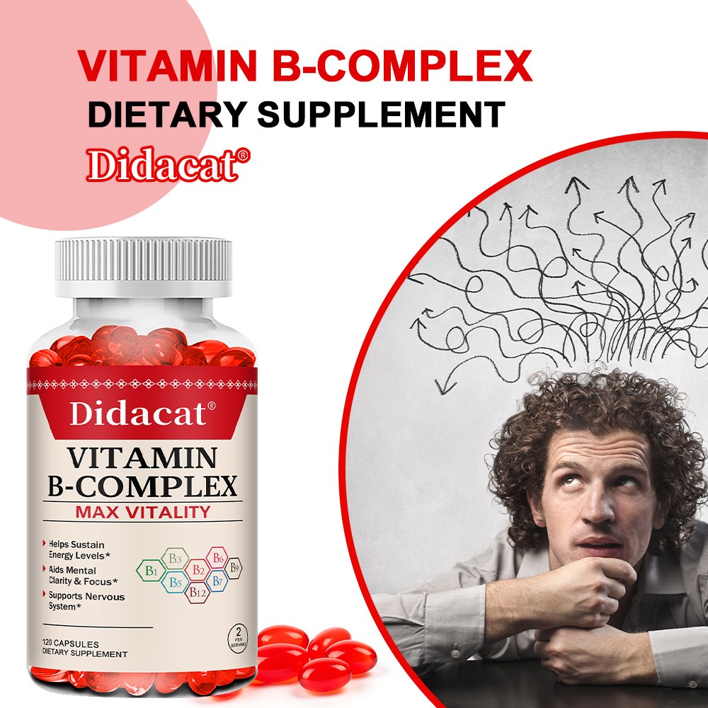 Vitamin B Complex Supplement B1 B2 B3 B6 B12 Support Nervous Health 120 Capsules