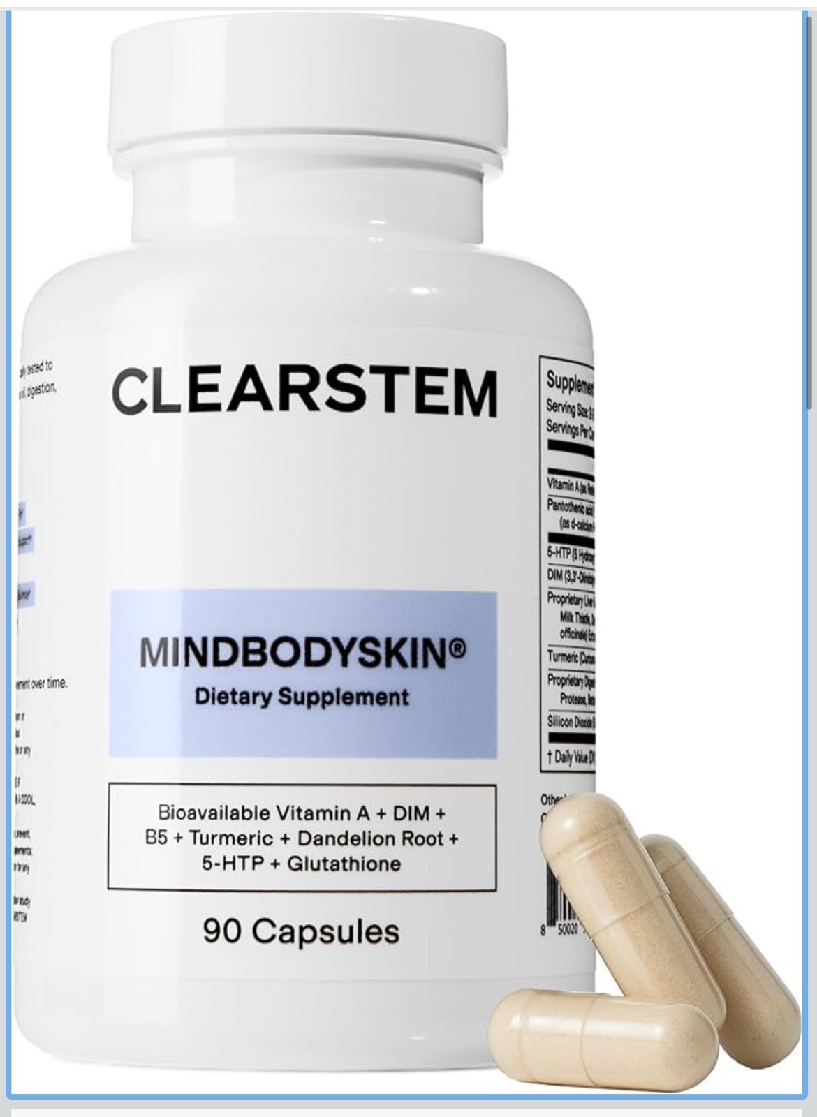 CLEARSTEM -MIND, BODY, SKIN Hormonal Acne Supplement 5-HTP Organic DIM 90 Count.