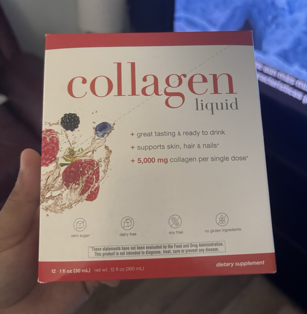 Youtheory Liquid Collagen 5,000mg Natural Berry Sugar-Free 12 Count Hair Skin