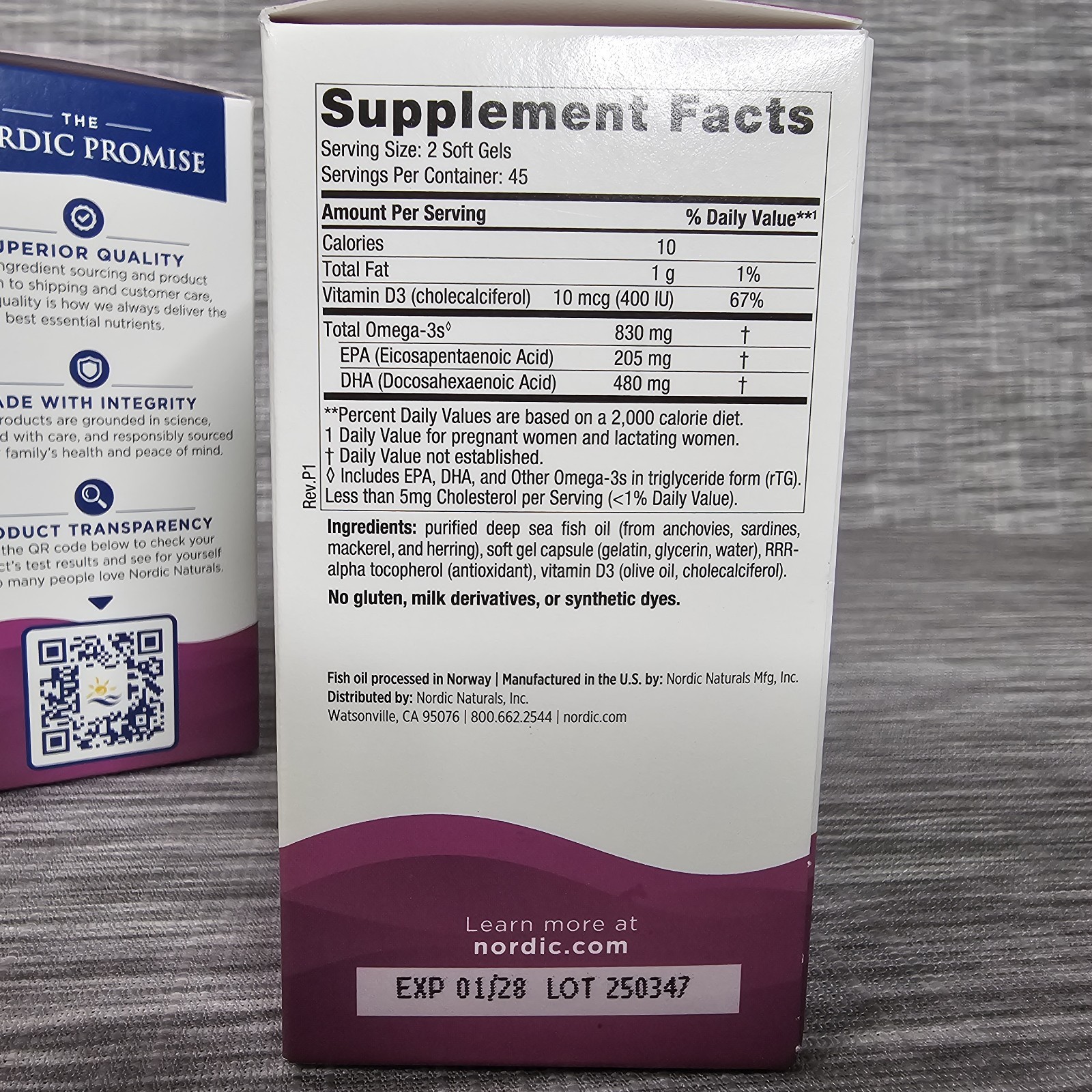 3 Pack Nordic Naturals Prenatal DHA Omega 3 & D3 360 Soft Gels Exp 2027/2028
