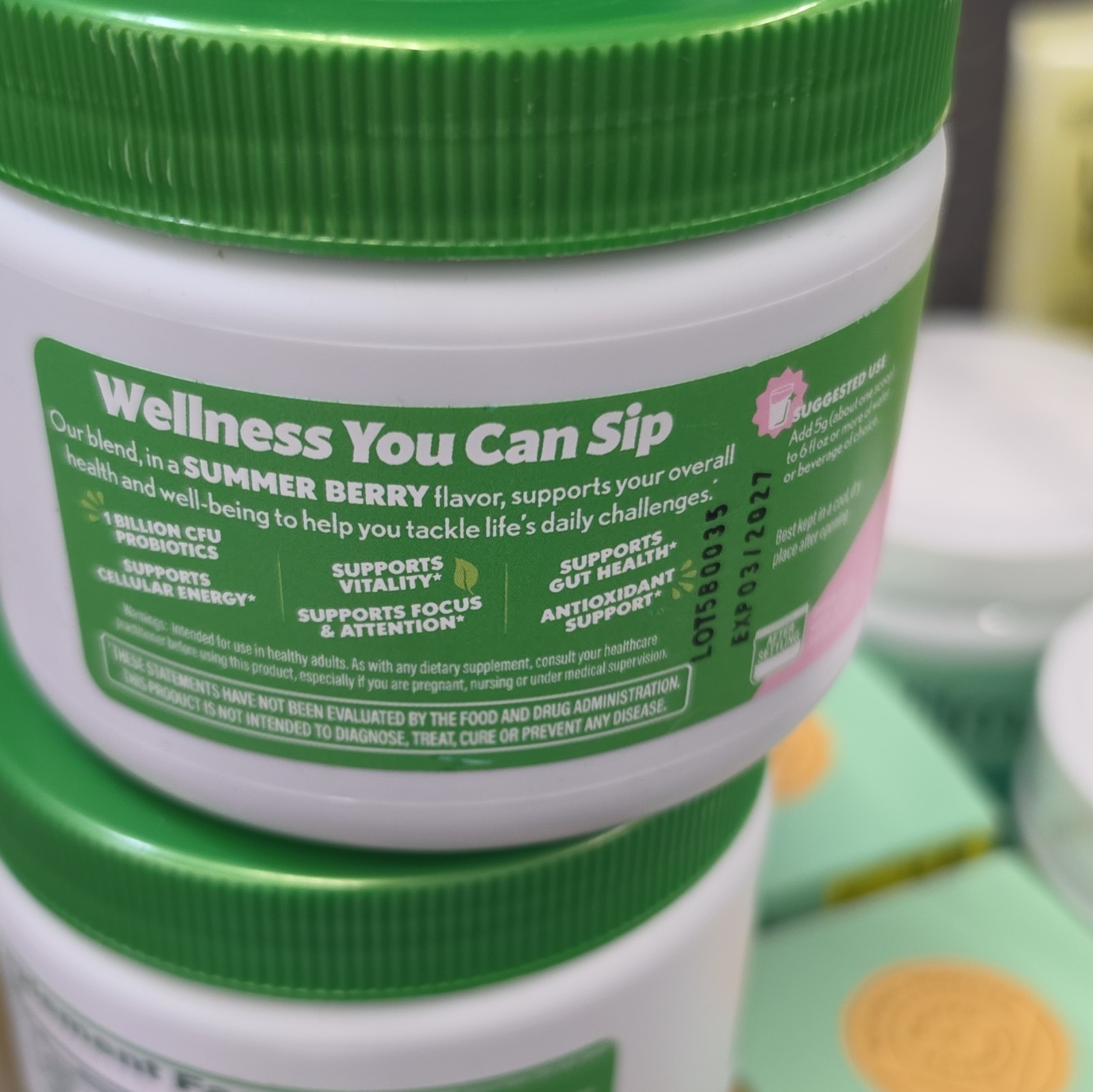Amazing Grass Sweet Greens Summer Berry Probiotic Powder Gluten Free 4.4 oz