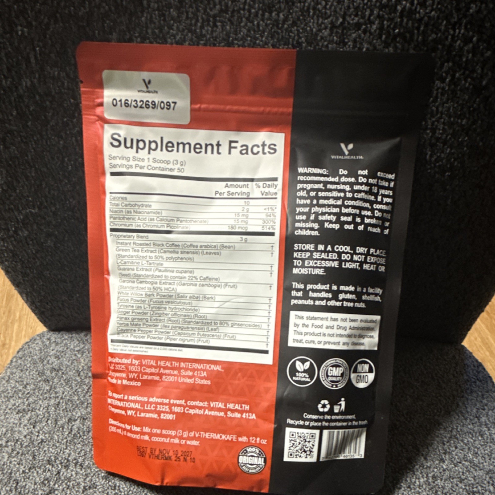 VitalHealth V-ThermoKafe Powdered Dietary Supplement L-Carnitine Guarana 5.30 oz