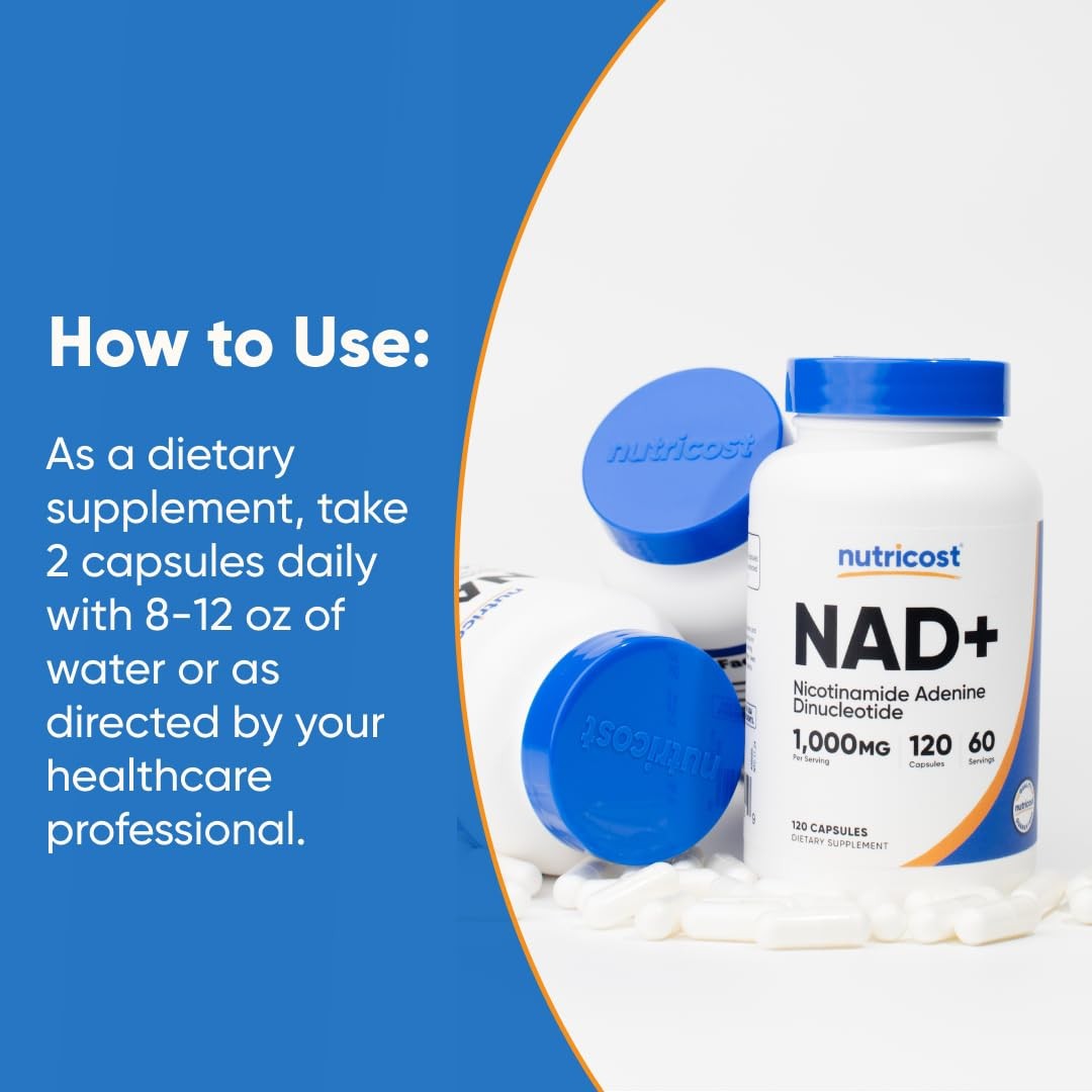 Nutricost NAD+ Supplement 1,000mg per Serving,120 120 Count (Pack of 1)