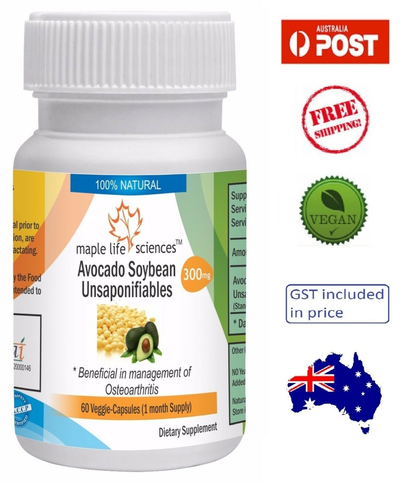 Avocado Soybean Unsaponifiables (ASU) – 300mg – AU Stock
