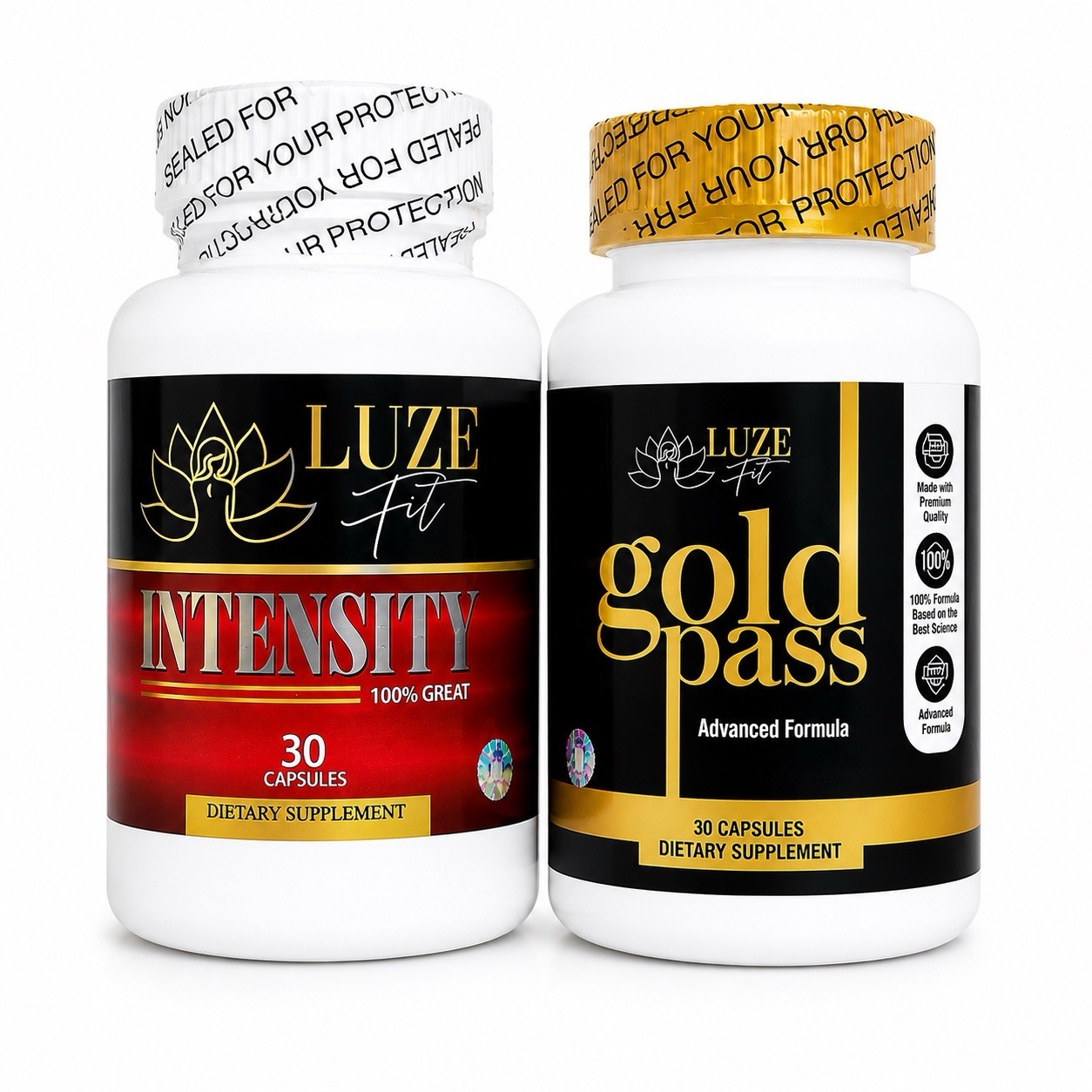 Luzefit Intensity & Gold Pass Herbal Supplement Combo Pack 30 Capsules Each New