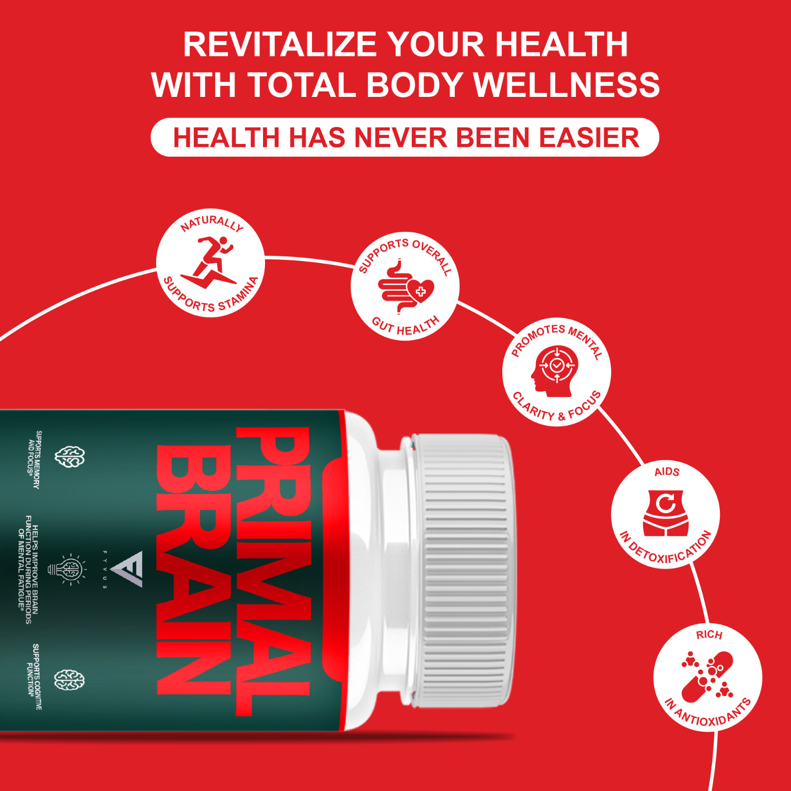 Primal Brain Supplement, Primal Brain Nootropic Pills (60 Capsules)