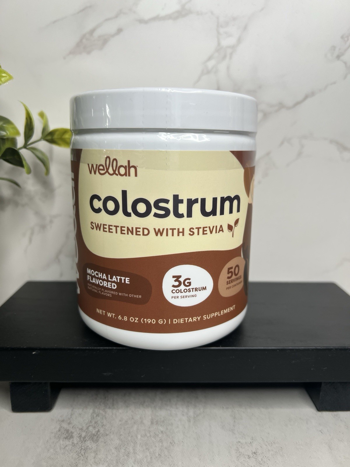 wellah Colostrum Powder Mocha Latte Flavor 6.8oz Dietary Supplement