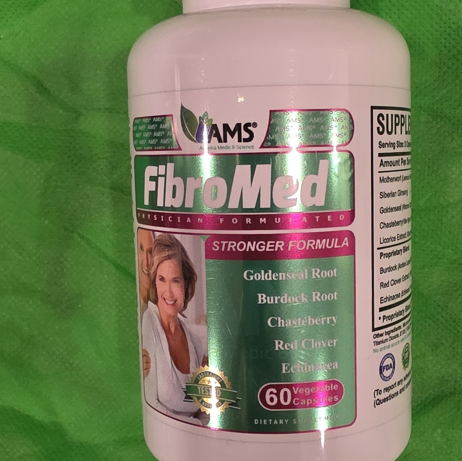AMS FibroMed Stronger Formula 60 Veg Capsules 20 mg Gluten Free No Sugar