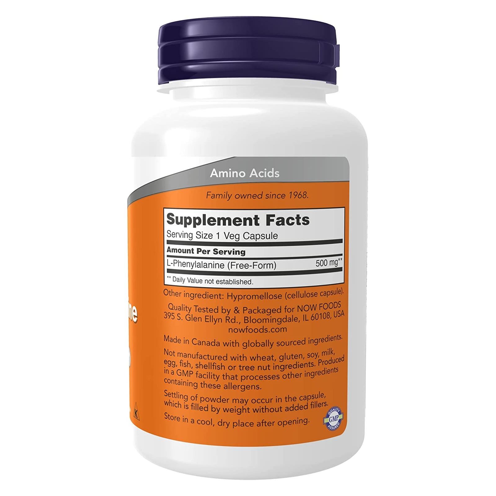 NOW FOODS L-Phenylalanine 500 mg 120 Veg Caps, Clearance for Best By 11/2026