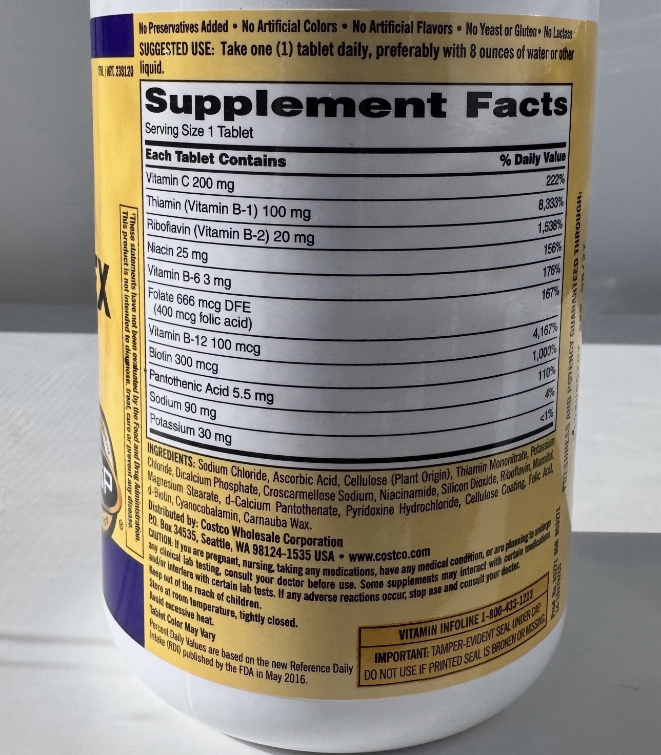 Kirkland Signature Super B-Complex Electrolytes 500 Tablets Dietary Supplement