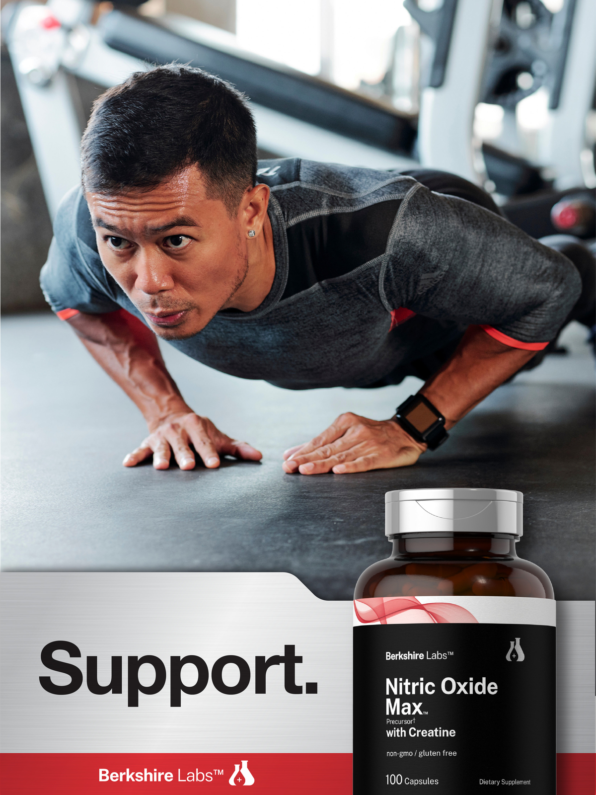 Nitric Oxide Supplement with Creatine | 100 Capsules | by Berkshire Labs