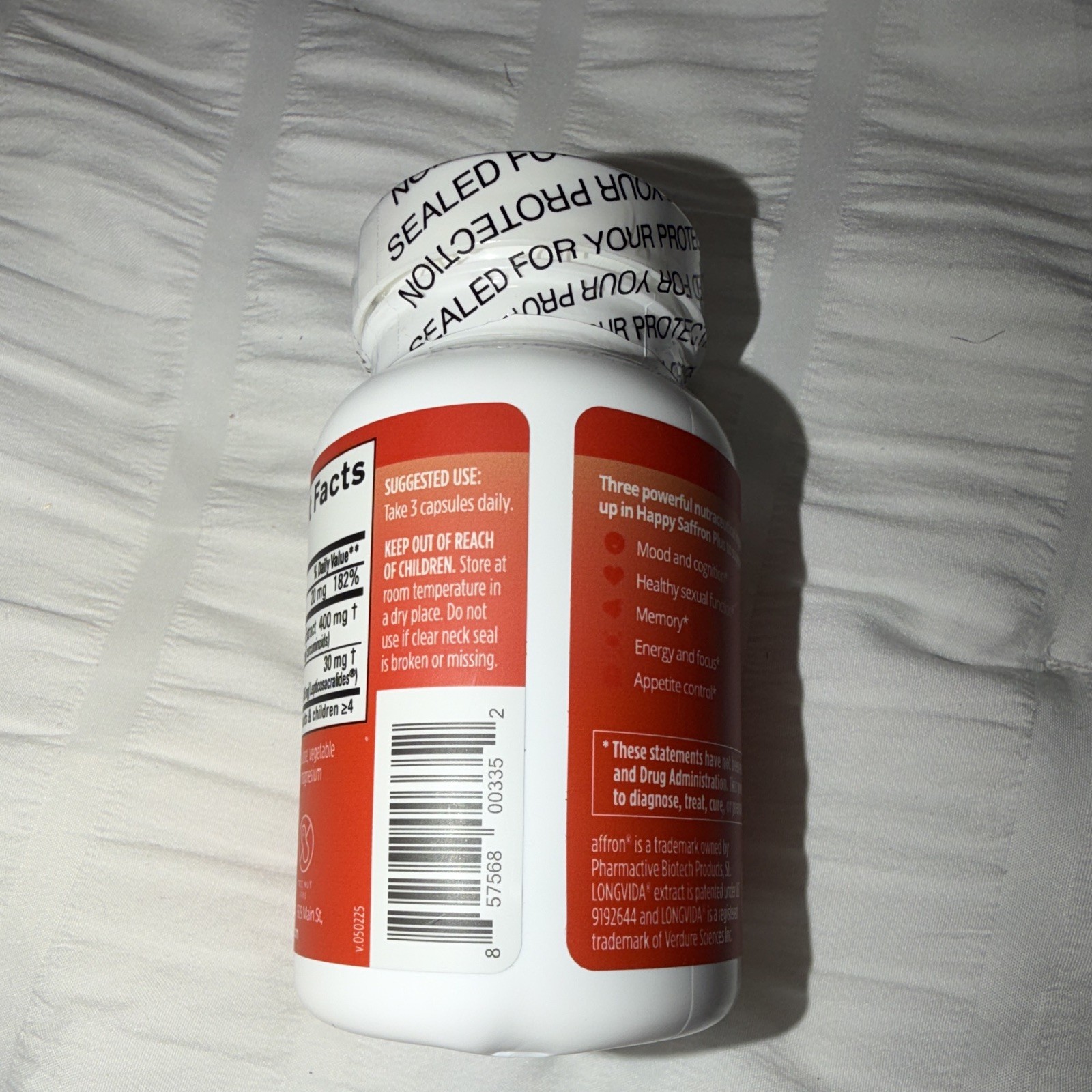 BrainMD Happy Saffron Plus 90 Vegan Capsules Gluten-Free Exp 03/2028
