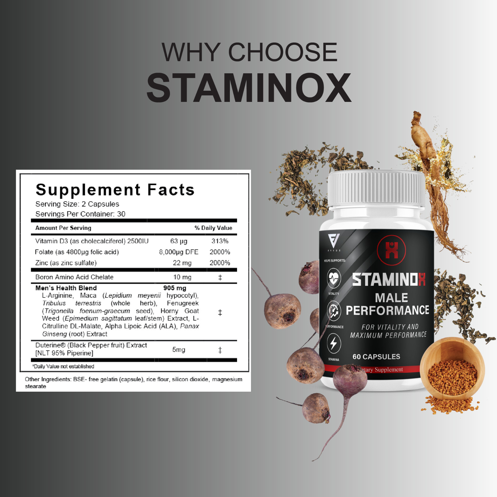 (3 Pack) Staminox Premium Performance Supplement, Staminox Pills (180 Capsules)