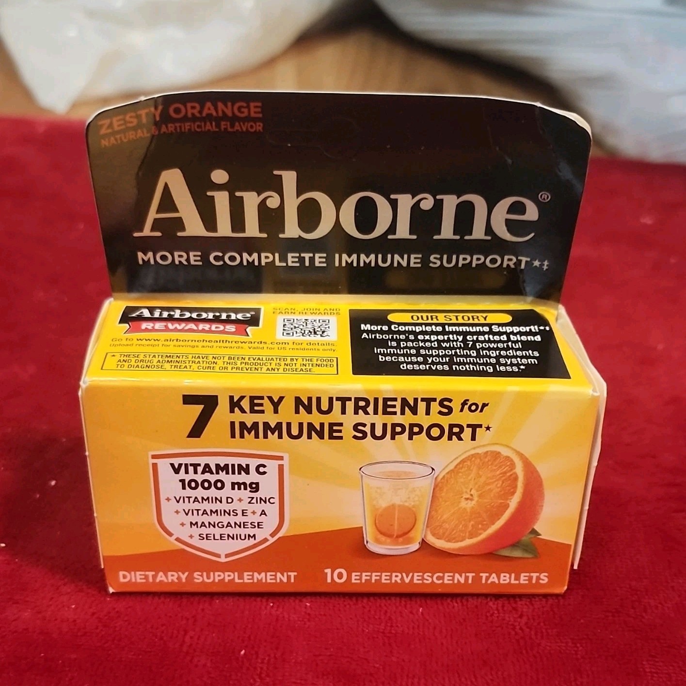 Airborne Effervescent Tablets Zesty Orange Immune Support 1000mg Vitamin C 10ct