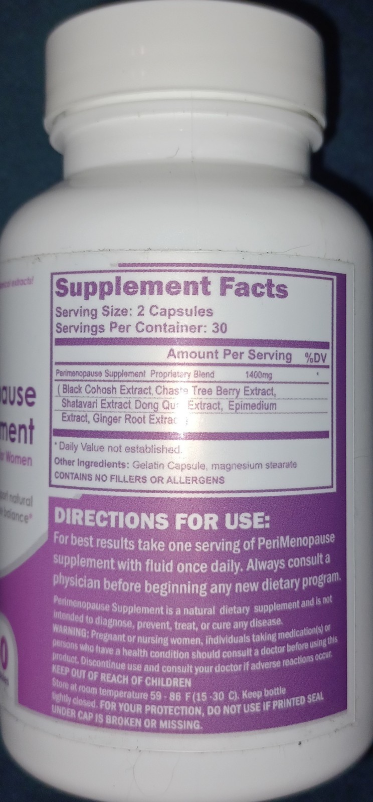 VH Nutrition Perimenopause Supplement for Women Menopause Support Herbal 60ct