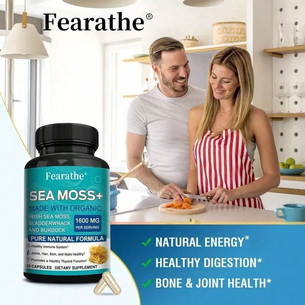 Sea Moss Fucus Burdock Herbal Capsules 120 Count Adult Daily Supplement