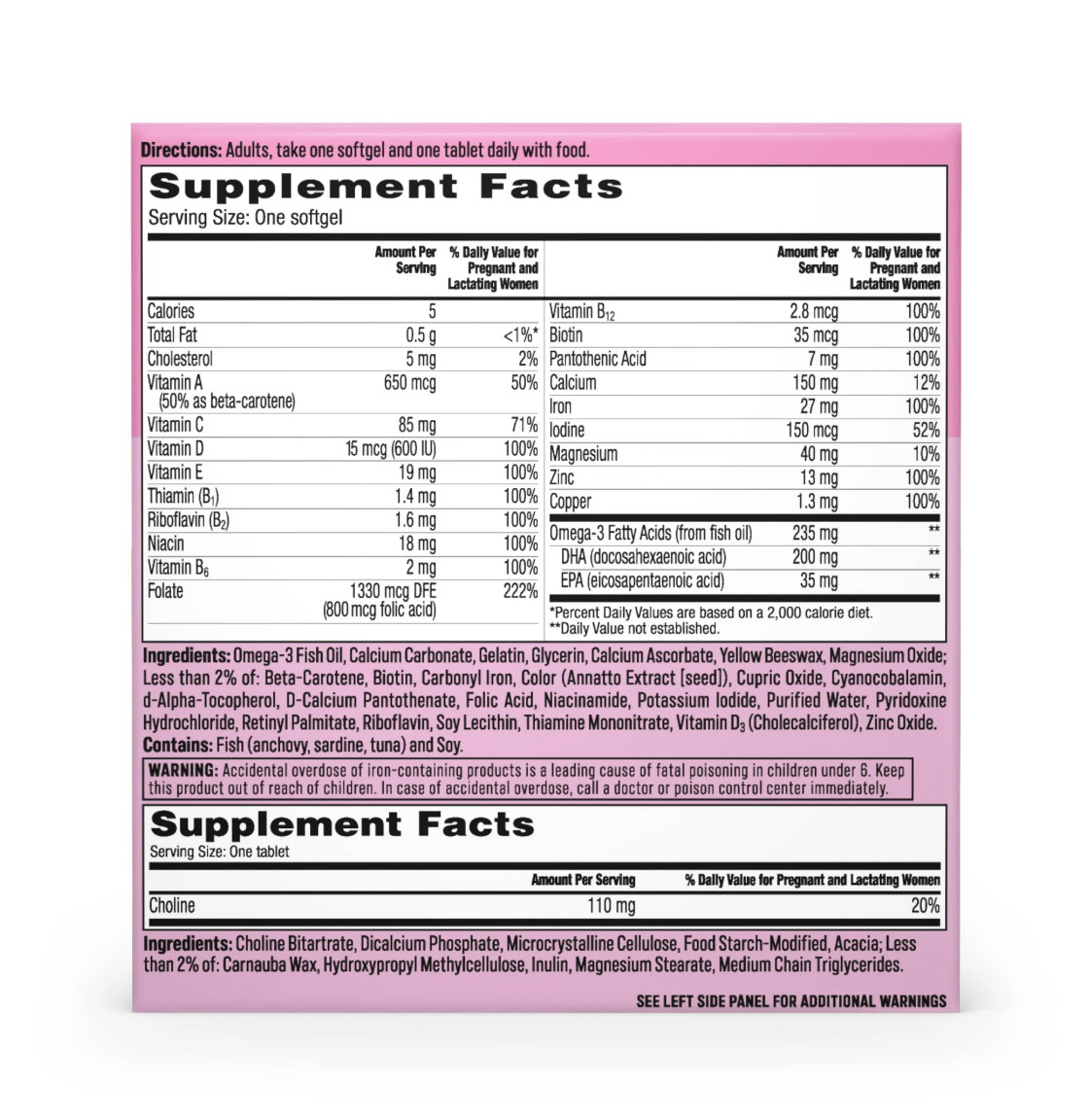 One A Day Prenatal Advanced Multivitamin DHA Folic Acid Iron 60+60 Tabs