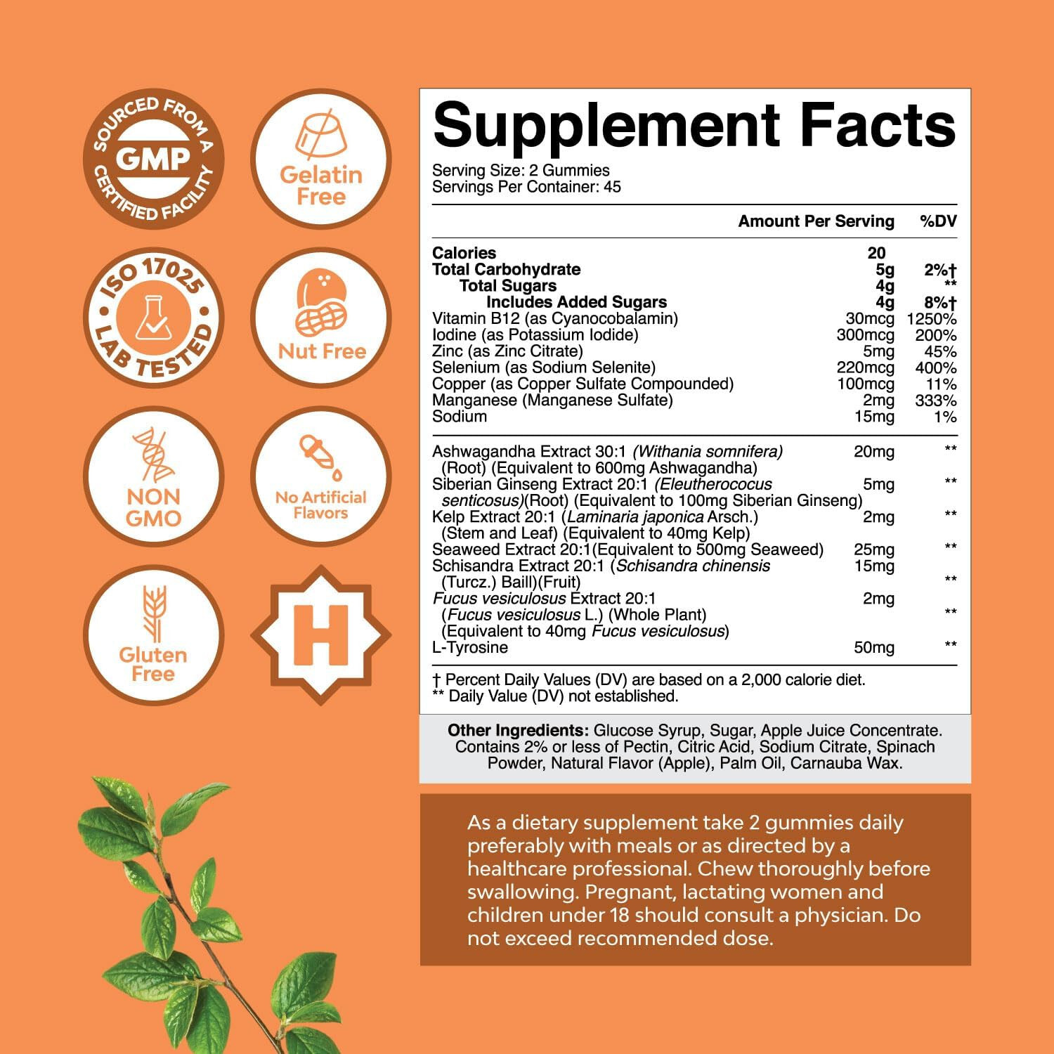 Natures Craft Vegan Thyroid Gummies with Sea Moss 90Gummies Exp. 05/2026