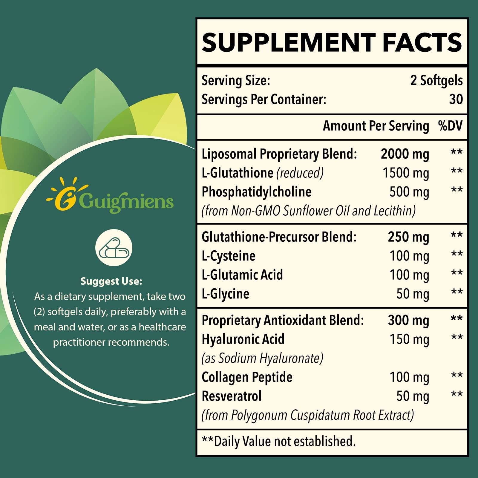 Liposomal Glutathione 2000 MG, Superior Absorption, 60 Count (Pack of 1)