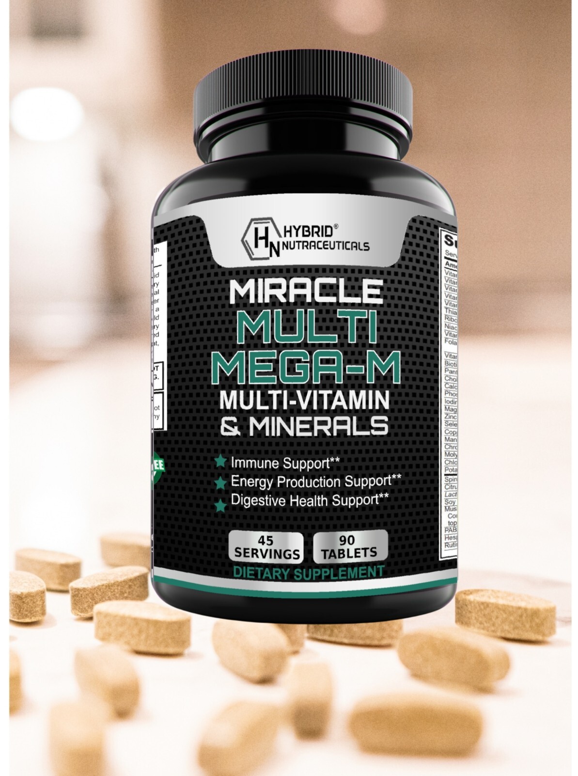 MEGA-M Multivitamin for Men & Multi for Women with Whole Foods-90 Tablets