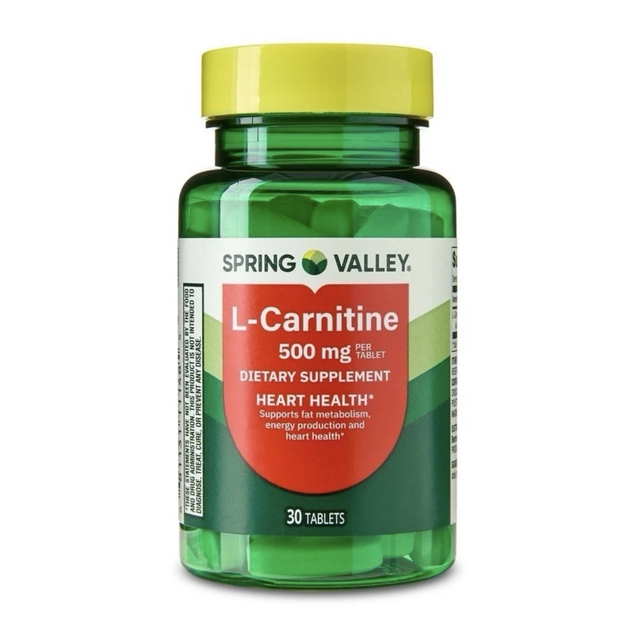 Spring Valley L-Carnitine 500mg Tablets 30ct Heart Health Gluten-Free Supplement