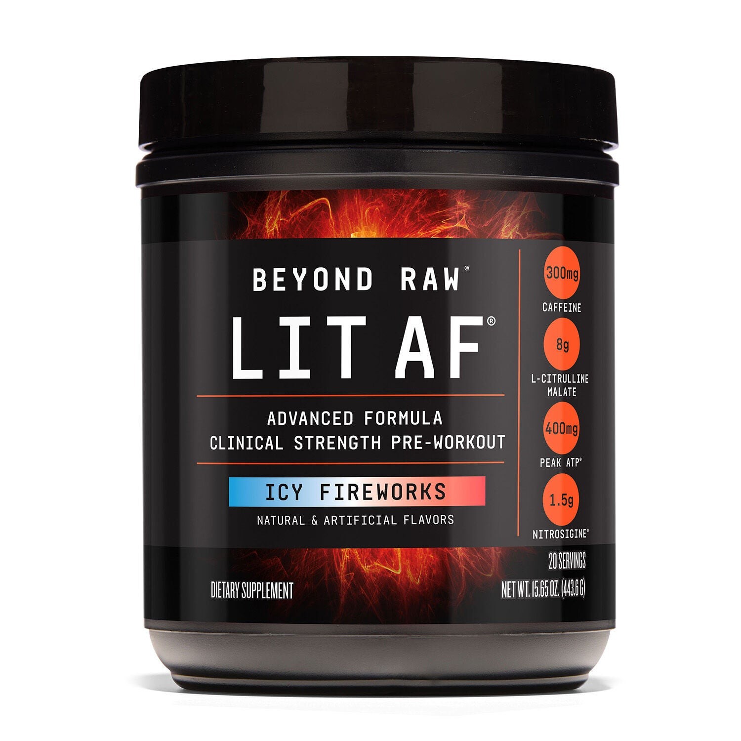 LIT AF™ Pre-Workout – Icy Fireworks (20 Servings)