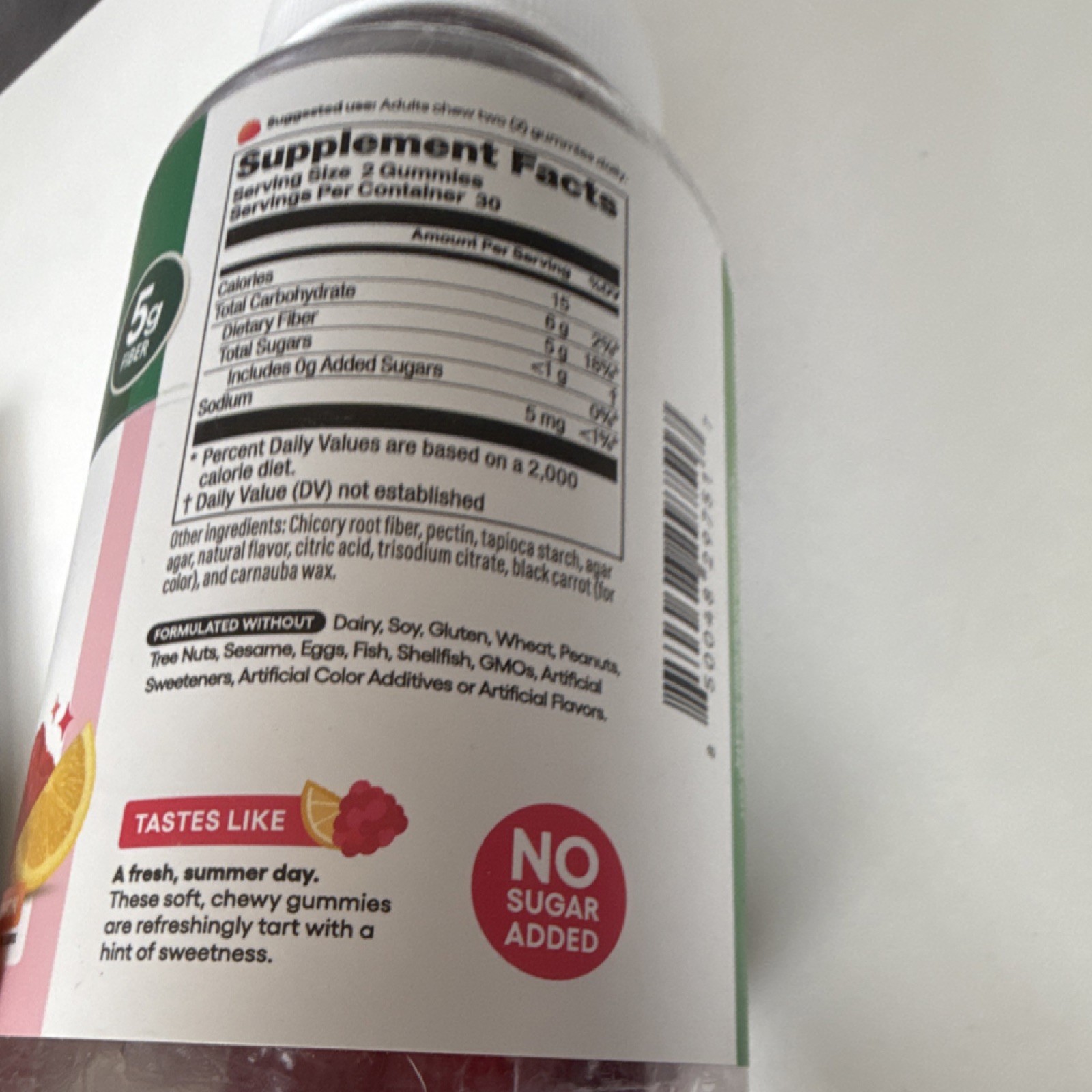Physician’s Choice Fiber Gummies Raspberry Lemon No Sugar Vegan 60 Gummies