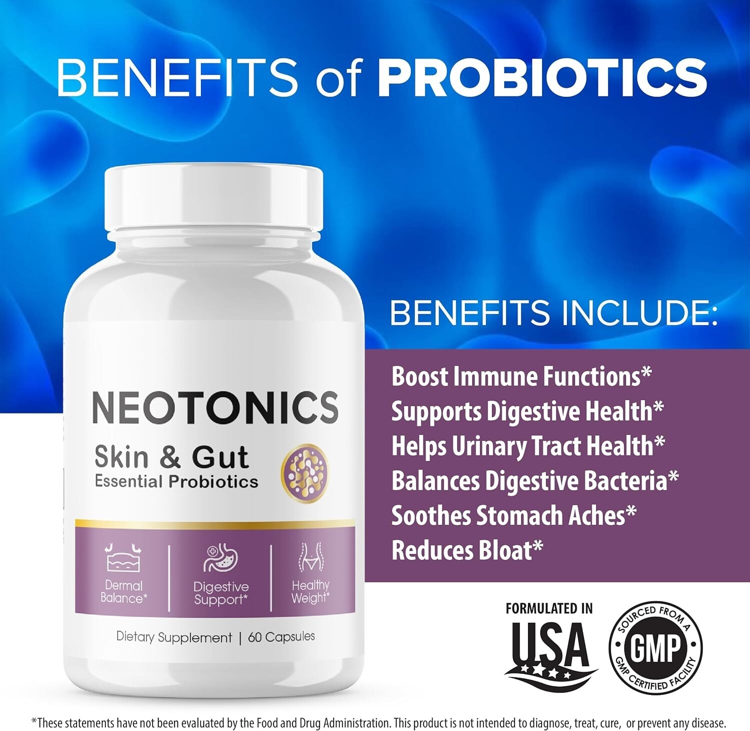5 PK NEOTONICS PRO BIOTICS Skin & Gut Health GUMMIES 300 CT