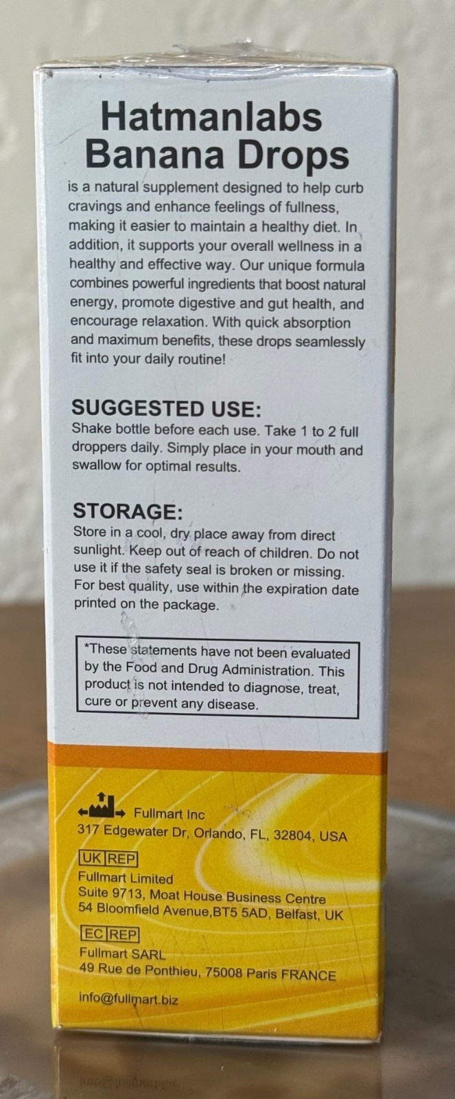 Banana Drops for Weight Loss Liquid Supplement, Hatman Labs 2 oz Exp: 8/2027