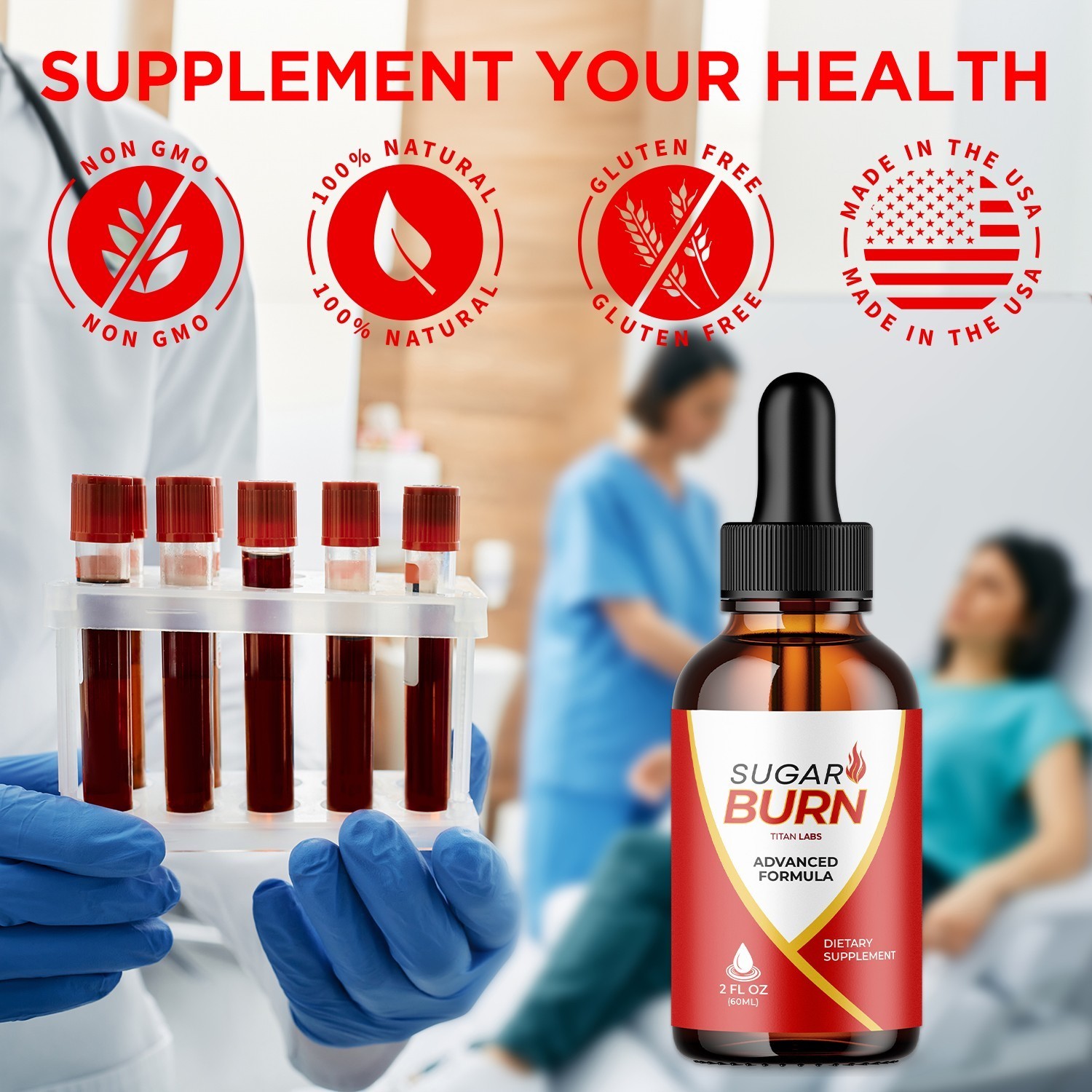 (1 Pack) Sugar Burn Blood Support Drops SugarBurn Vitamin Supplement 30 Servings