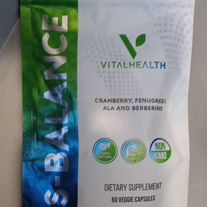 VitalHealth S-Balance Cranberry Fenugreek Cinnamon Non-GMO 60 Capsules
