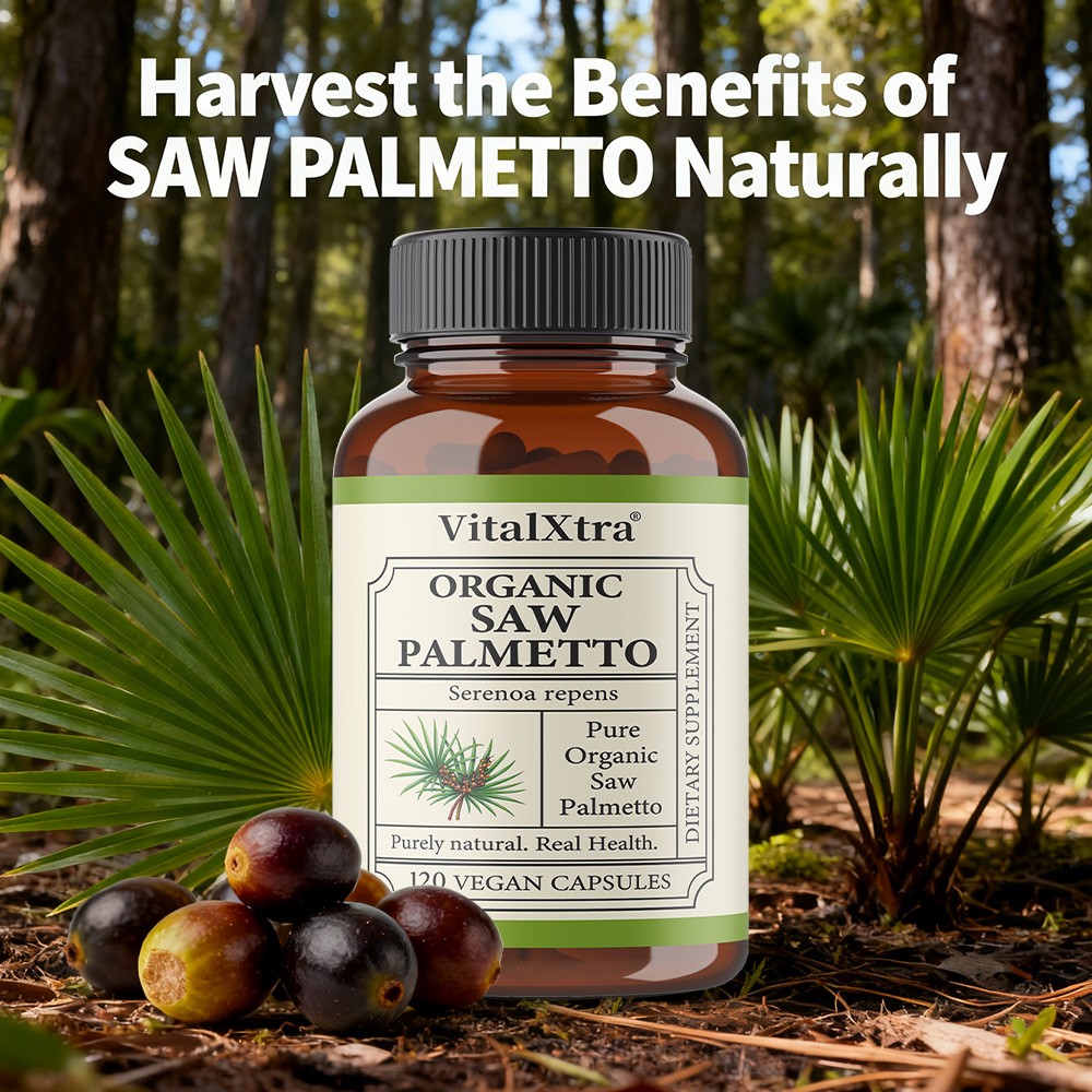 Organic Saw Palmetto Capsules for Prostate & Hair Growth 30/60/120Caps NonGMO