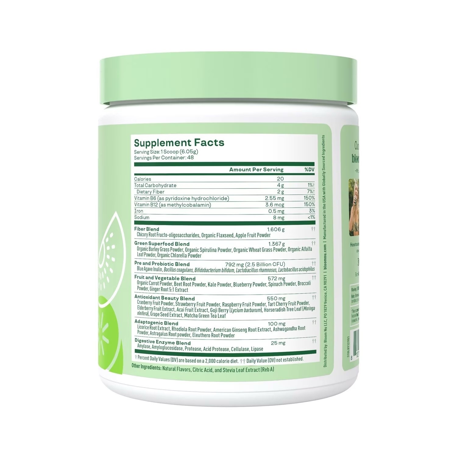 Bloom Nutrition Greens & Superfoods Powder Strawberry Kiwi 0.5 lbs Certified