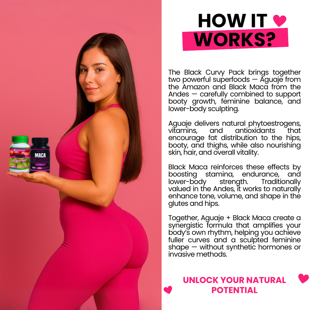 BIG BUTT GROWING: Aguaje + Black Maca ROOT PILLS, MAXIMIZE your BOOTY SIZE FAST!