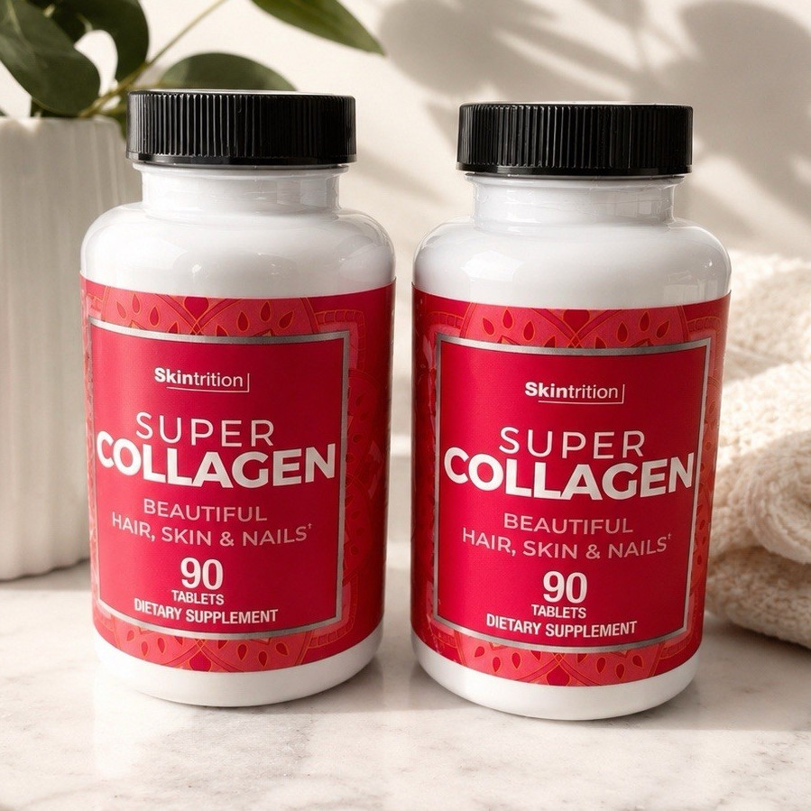 Skintrition Super Collagen Hair Skin & Nails Tablets 90 Ct 2 Pack Exp 03/2029