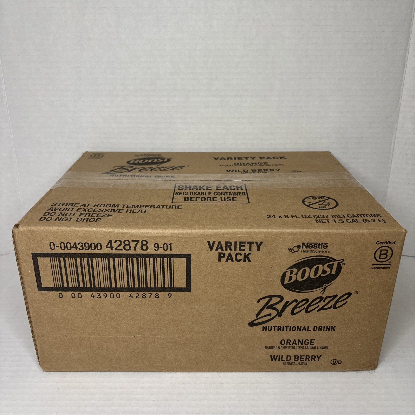 (24 Pack) BOOST Breeze Clear Nutritional Drink, 2 Flavors, Gluten Free, 8 Fl Oz