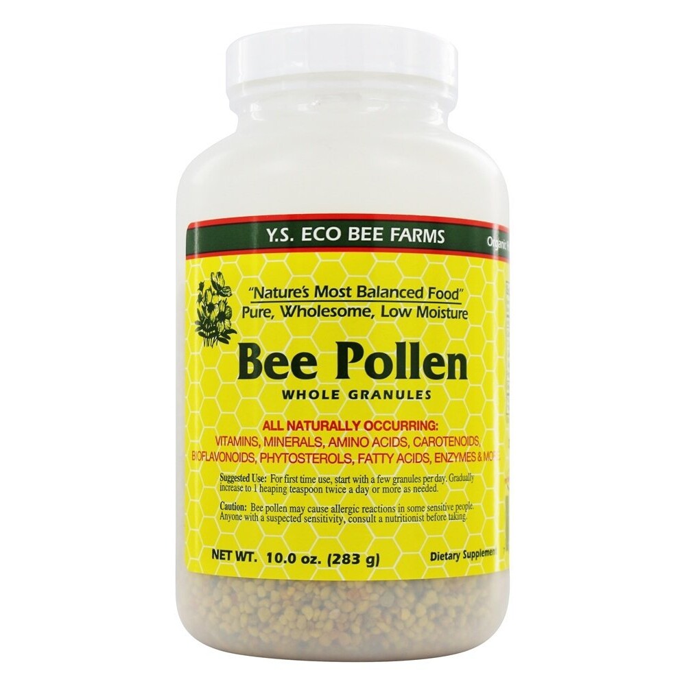 YS Organic Bee Farms Low Moisture Bee Pollen Whole Granules, 10 Ounces
