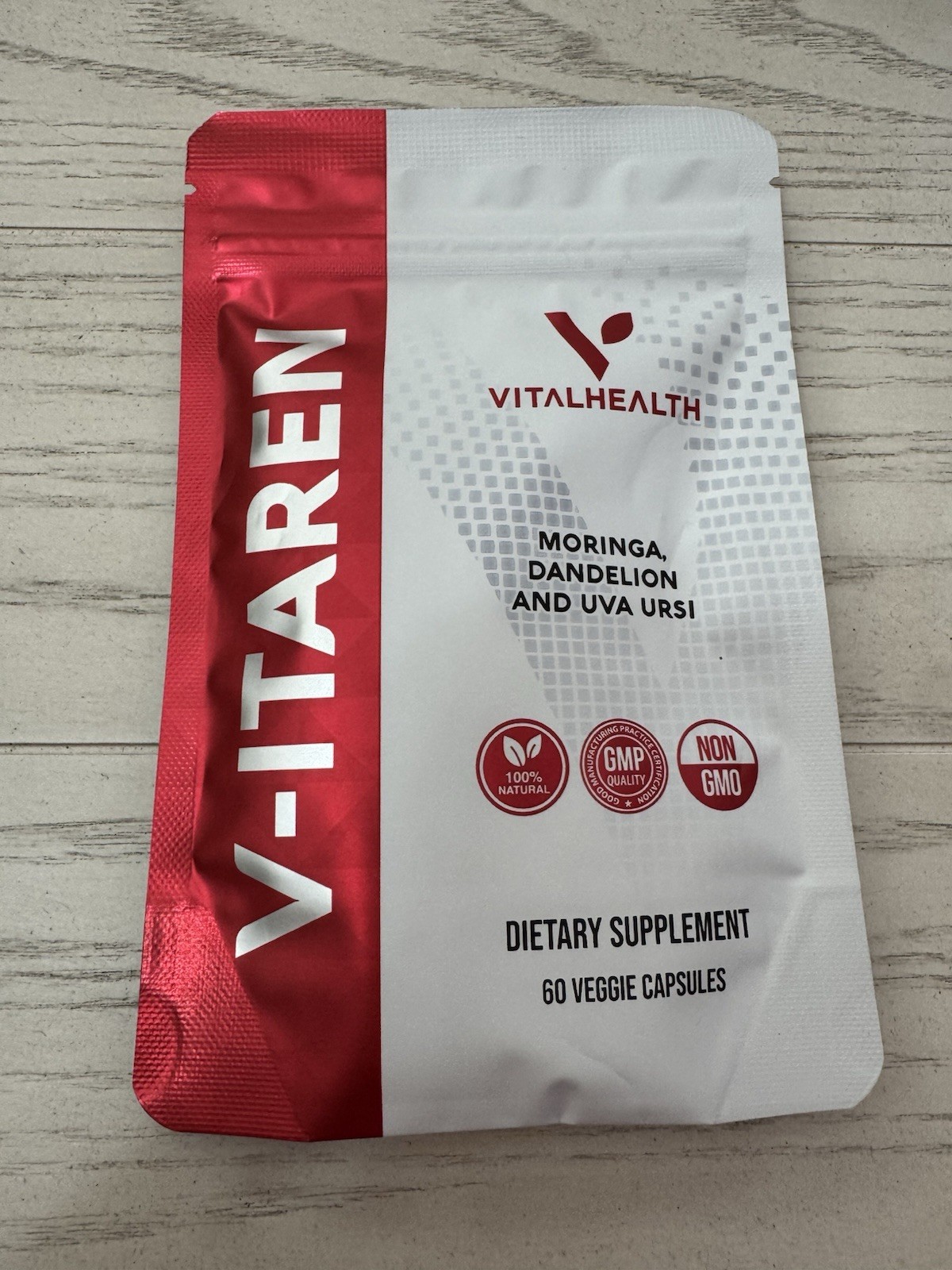 Vital Health V-Itaren 60 Capsules Moringa Dandelion Uva Ursi Non GMO New Sealed