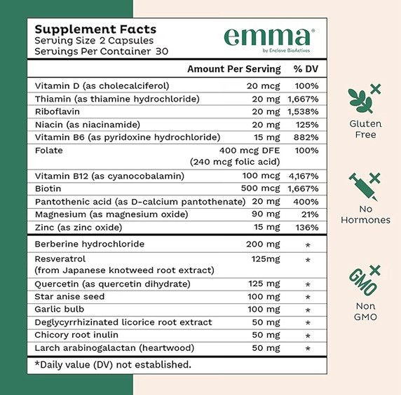 Emma Supplement Promotes Regularity, Bloating & Gas Relief, Flatter Tummy 01/27