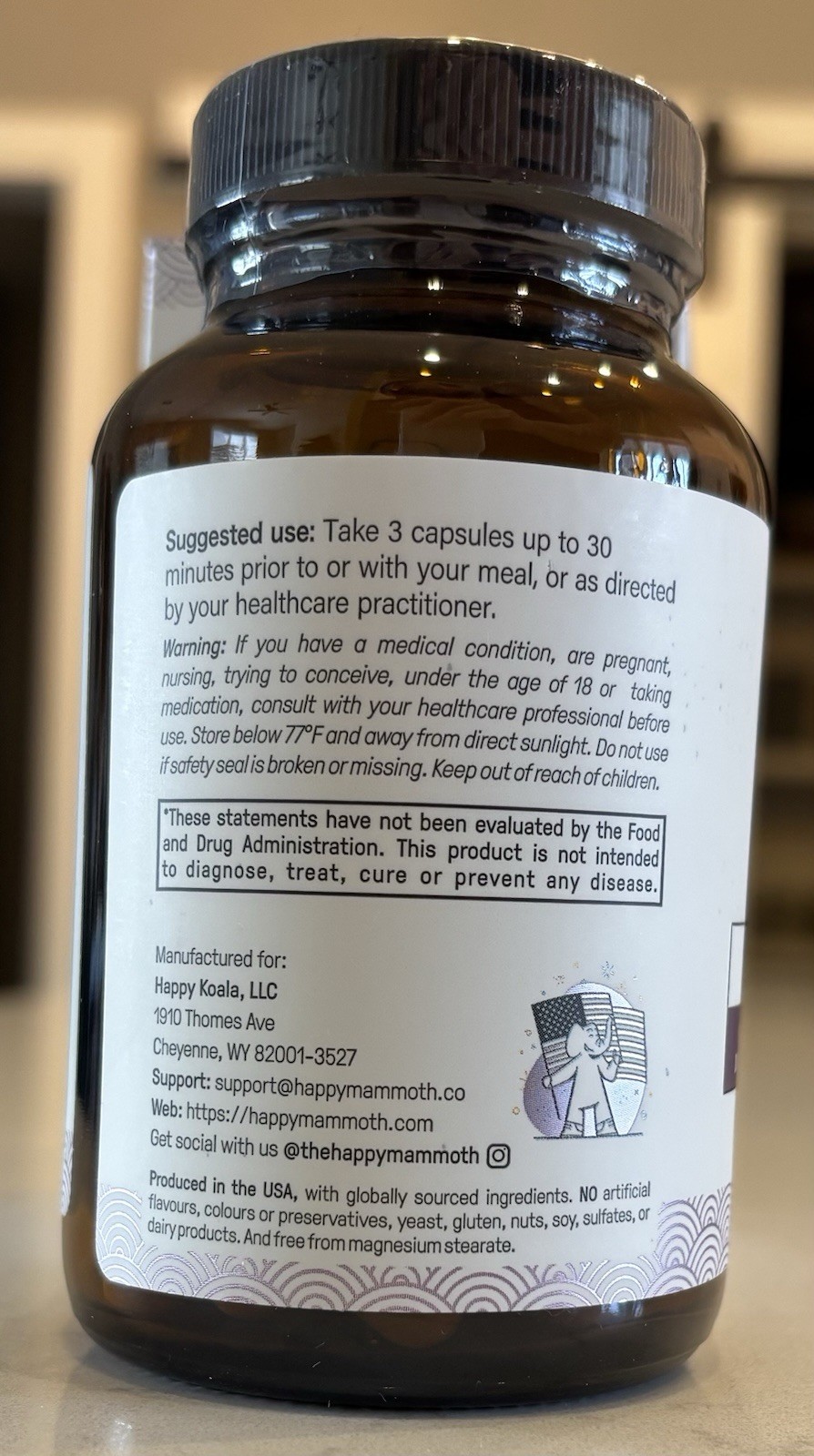 Happy Mammoth Bloat Banisher Healthy Digestion 72 Capsules Sealed Exp. 7/26