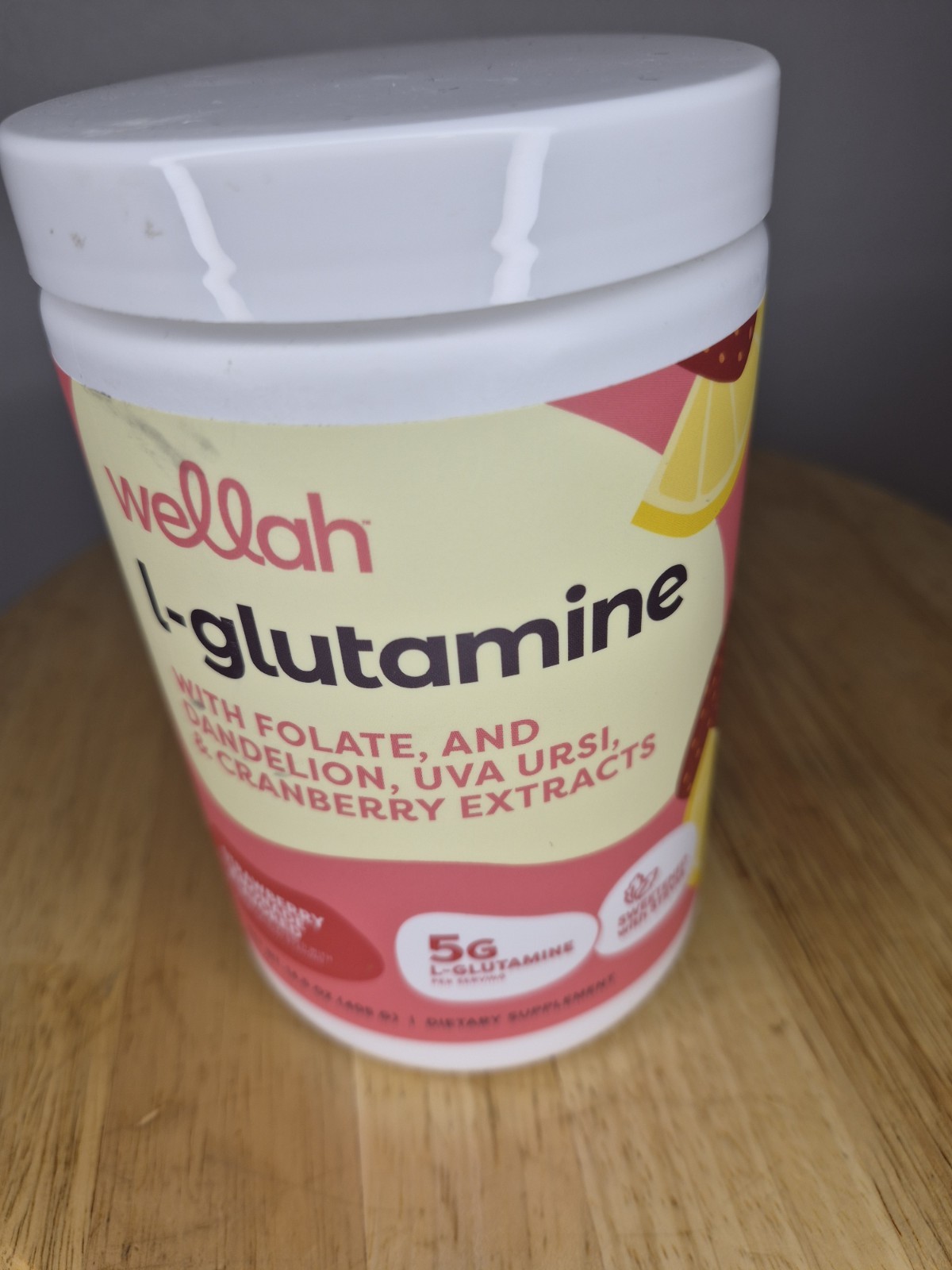 wellah L-Glutamine Powder with Folate Dandelion Uva Ursi Cranberry 5g Supplement