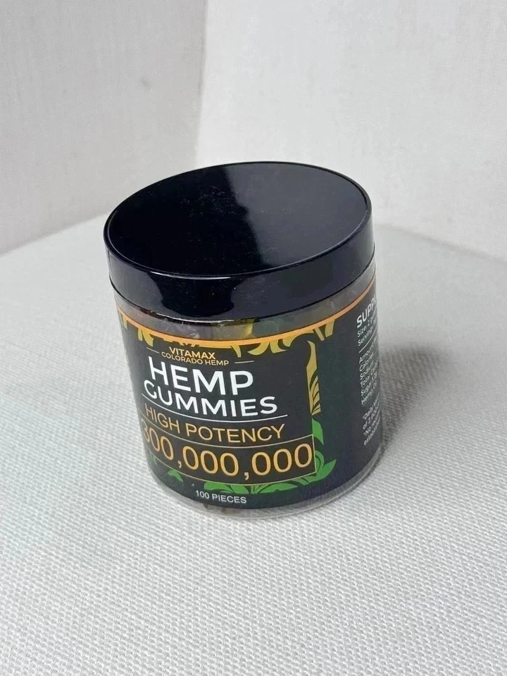Hemp-Oil Gummies – Vegan – Pain, Sleep, Calm Anxiety Stress -Made in USA – 100ct