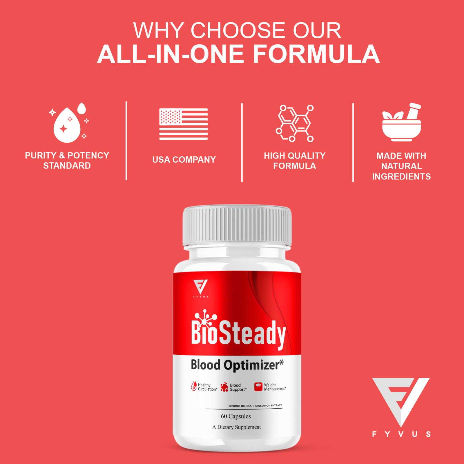 BioSteady Blood Optimizer, Bio Steady Advanced Formula (60 Capsules)