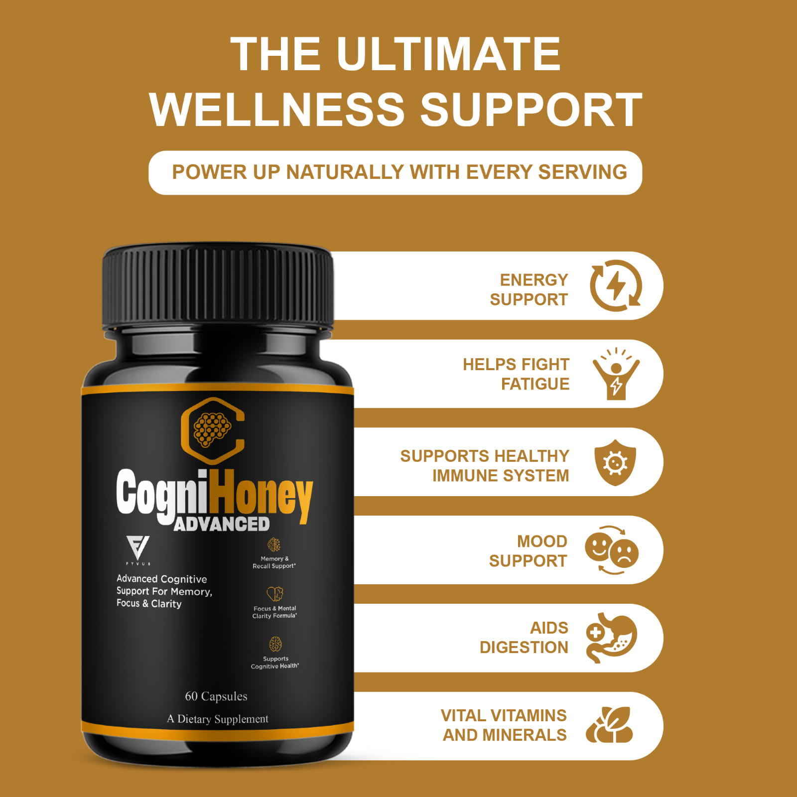 (5 Pack) CogniHoney Advanced Capsules, Cogni Honey Supplement (300 Capsules)