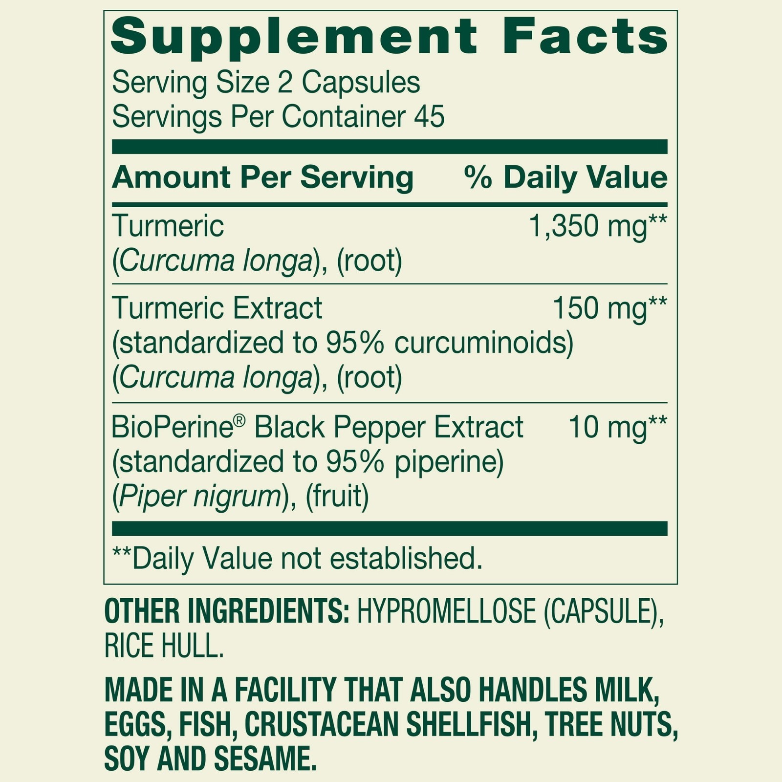 Spring Valley Ultra Strength Turmeric Curcumin Dietary Supplement 1,500 mg 90 Ct