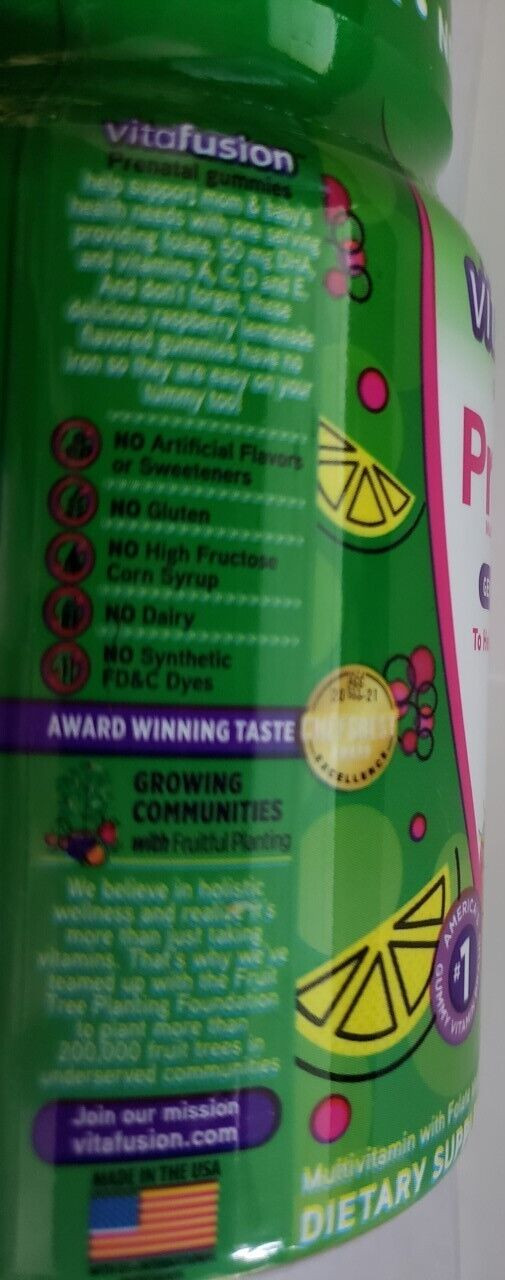 VitaFusion – PreNatal – Multivitamin w/ Folate – 36pc – Raspberry Lemon 9/2025
