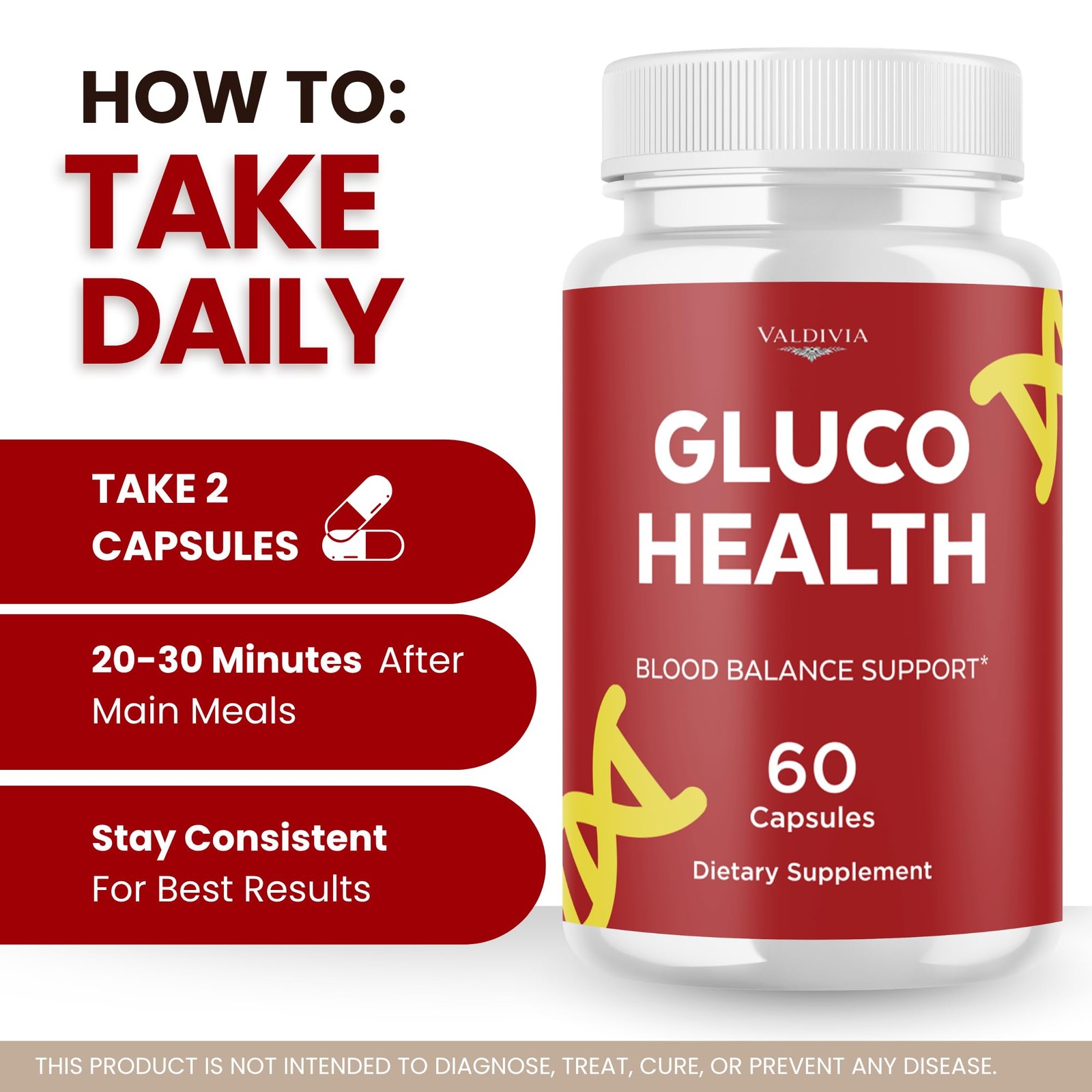 Valdivia (5 Pack) GlucoHealth Capsules 300 Capsules 5 Pack Blood Made in USA