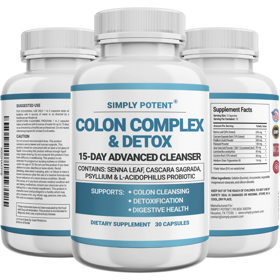 Colon Cleanse & Natural Detox Pills for Constipation Relief & Digestion 30 Caps